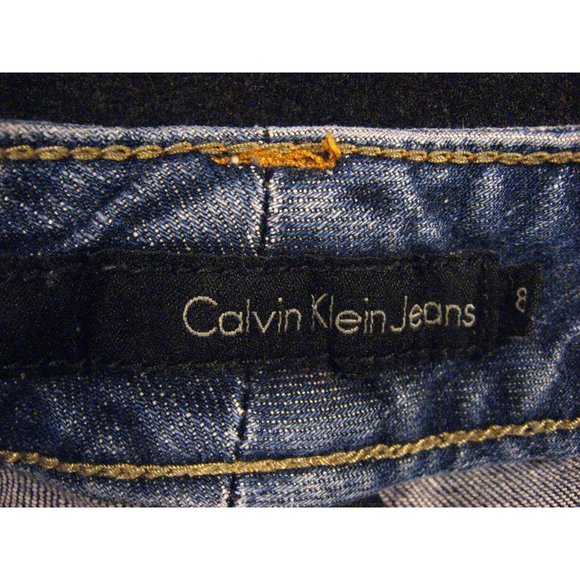 Calvin Klein Womans JEANS SHORTS Cut Off W 28 MEASURED Daisy Dukes Blue Denim - Picture 7 of 9